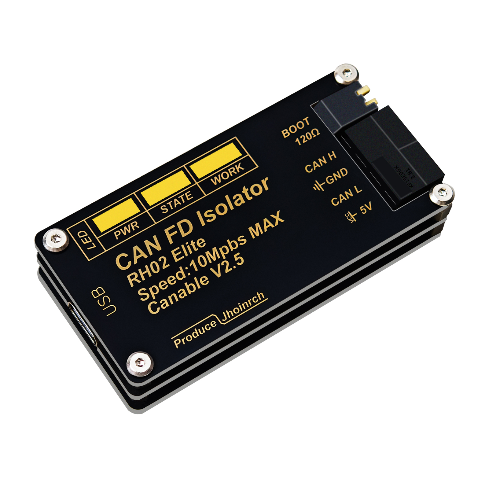 Isolated USB to CAN FD Adapter Converter Based on CANable V2.5 Supports Up to 10